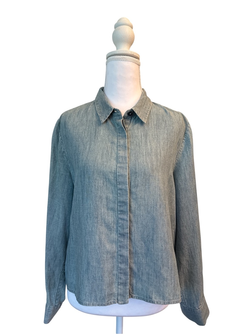 Alice + Olivia Light Wash Denim Button-Up Shirt